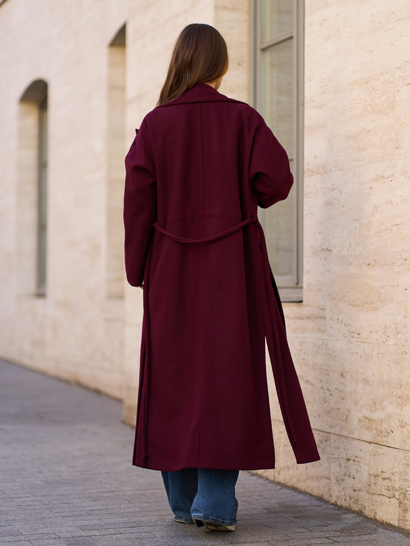 Пальто ISSA Plus модель 15296_темно_бордовый Фото