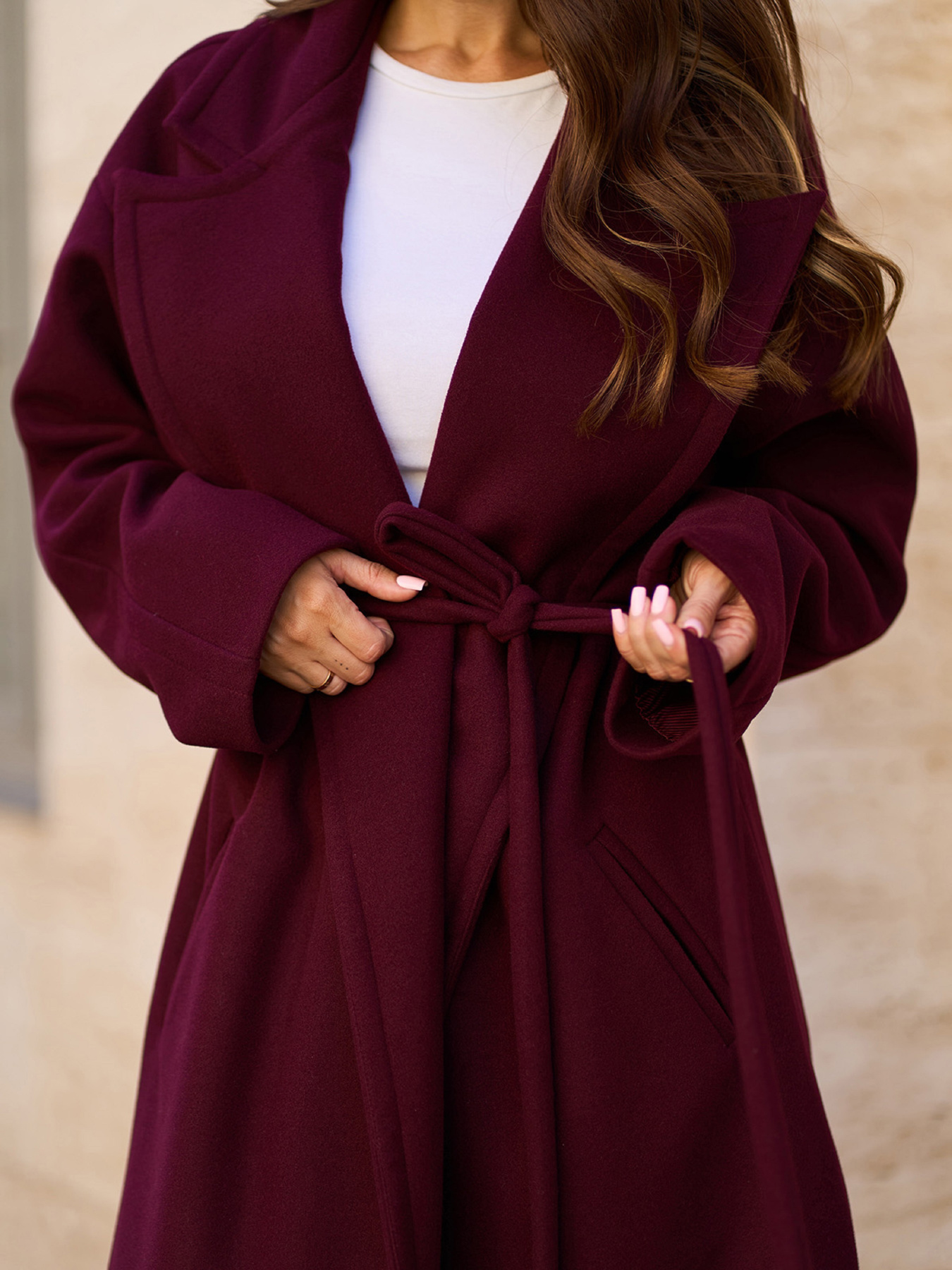 Пальто ISSA Plus модель 15296_темно_бордовый Фото