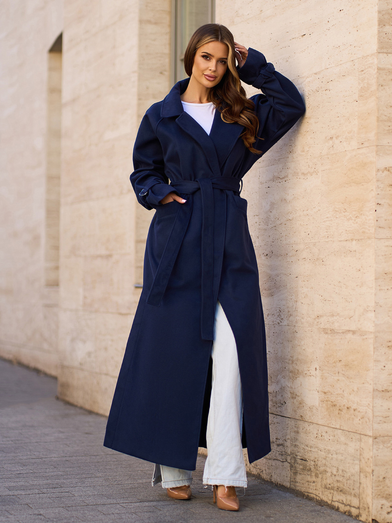 Пальто ISSA Plus модель 15090_темно_синий Фото