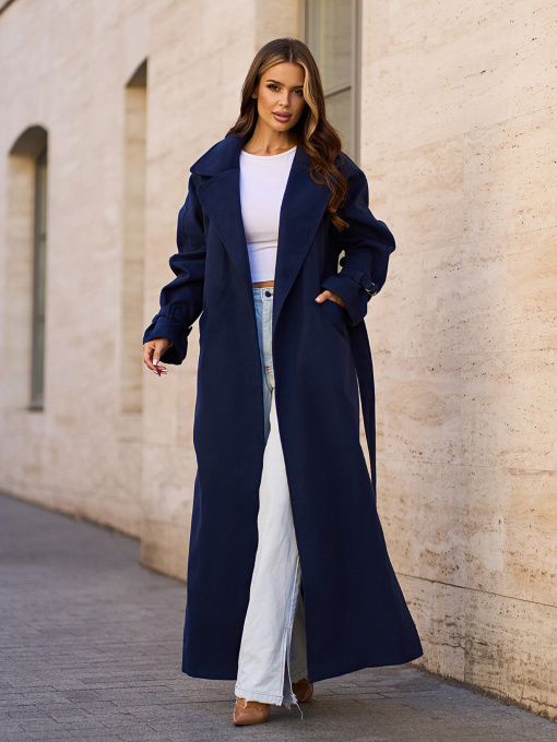 Пальто ISSA Plus модель 15090_темно_синий Фото