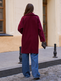 Пальто ISSA Plus модель 15297_темно_бордовый Фото