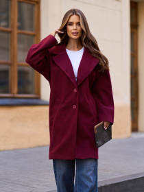Пальто ISSA Plus модель 15297_темно_бордовый Фото