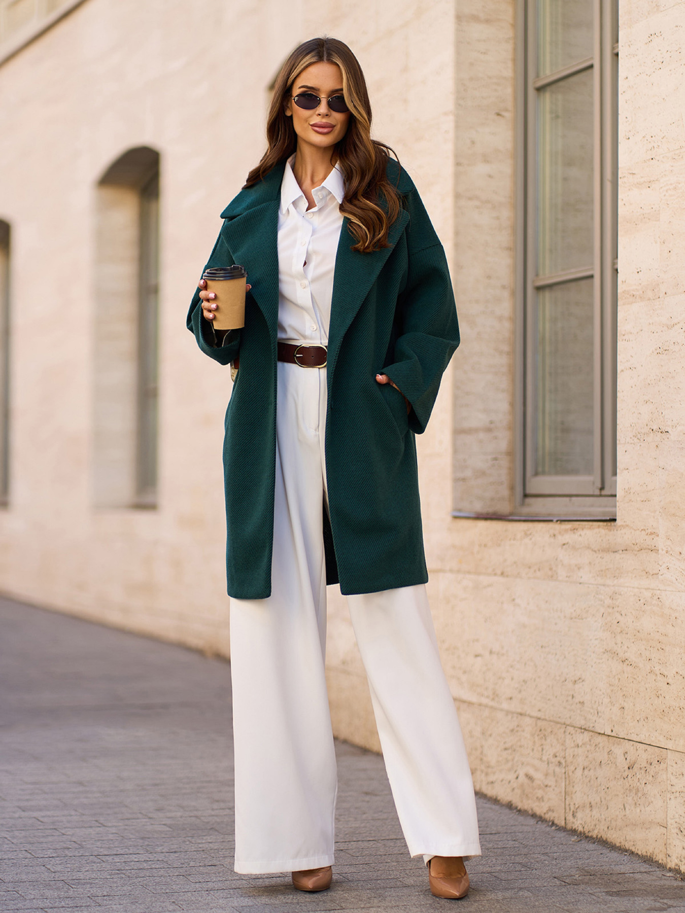 Пальто ISSA Plus модель 15297_темно_зеленый Фото