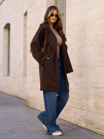 Пальто ISSA Plus модель 15297_темно_коричневый Фото