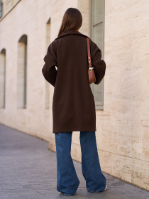 Пальто ISSA Plus модель 15297_темно_коричневый Фото