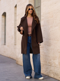 Пальто ISSA Plus модель 15297_темно_коричневый Фото