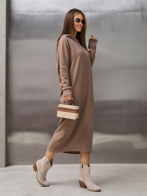 Платье миди ISSA Plus модель 14366_коричневый Фото