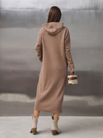 Платье миди ISSA Plus модель 14366_коричневый Платье миди ISSA Plus модель 14366_коричневый Фото