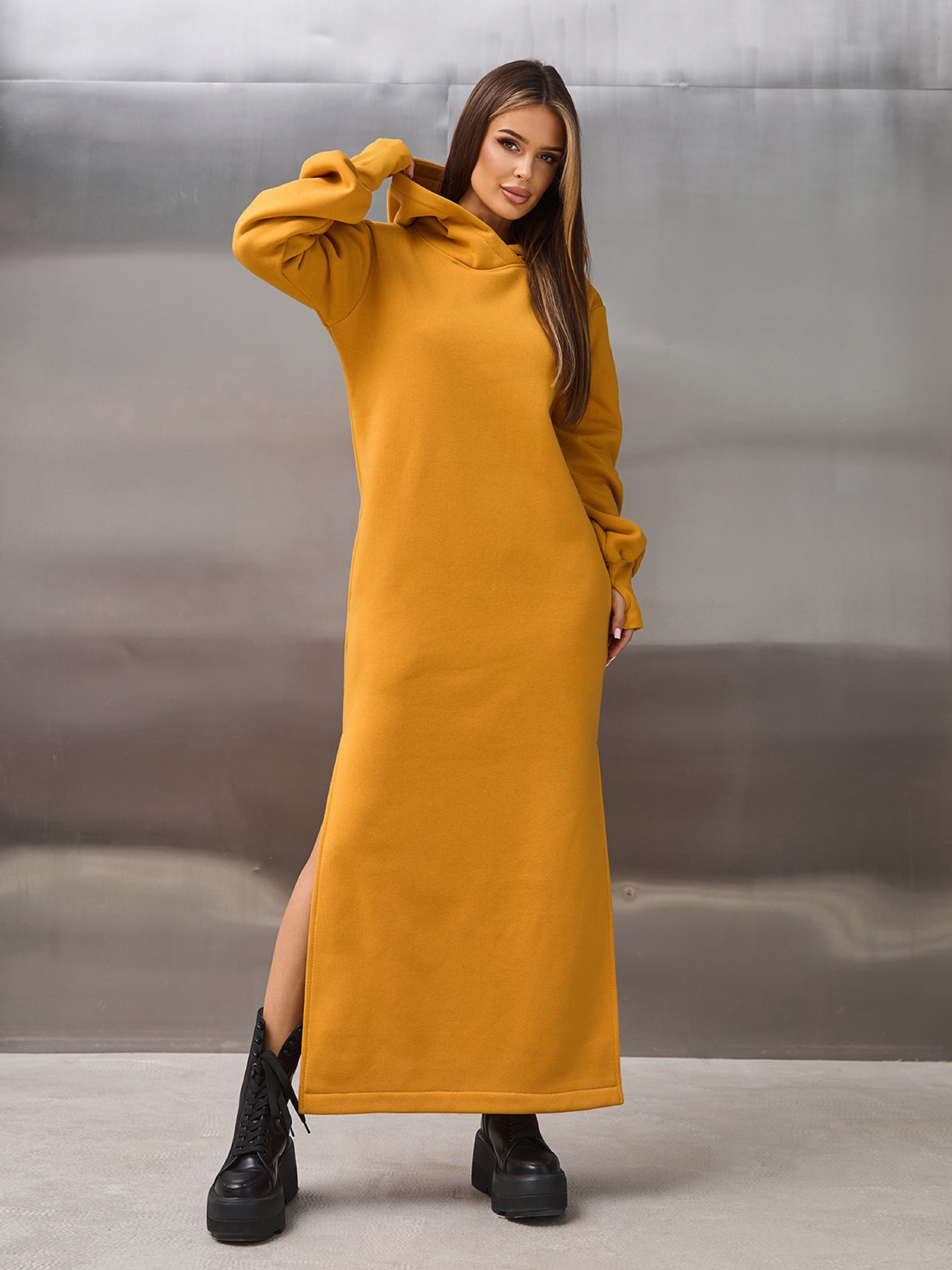 Платье макси ISSA Plus модель 14899_горчичный Платье макси ISSA Plus модель 14899_горчичный Фото