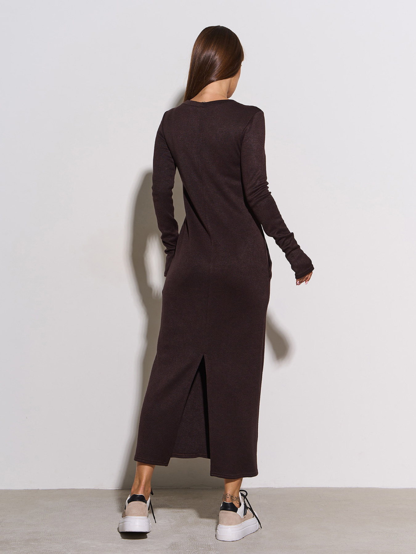 Платье макси ISSA Plus модель 15306_темно_коричневый Фото