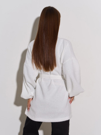 Кардиган ISSA Plus модель SA-662_белый Кардиган ISSA Plus модель SA-662_белый Фото