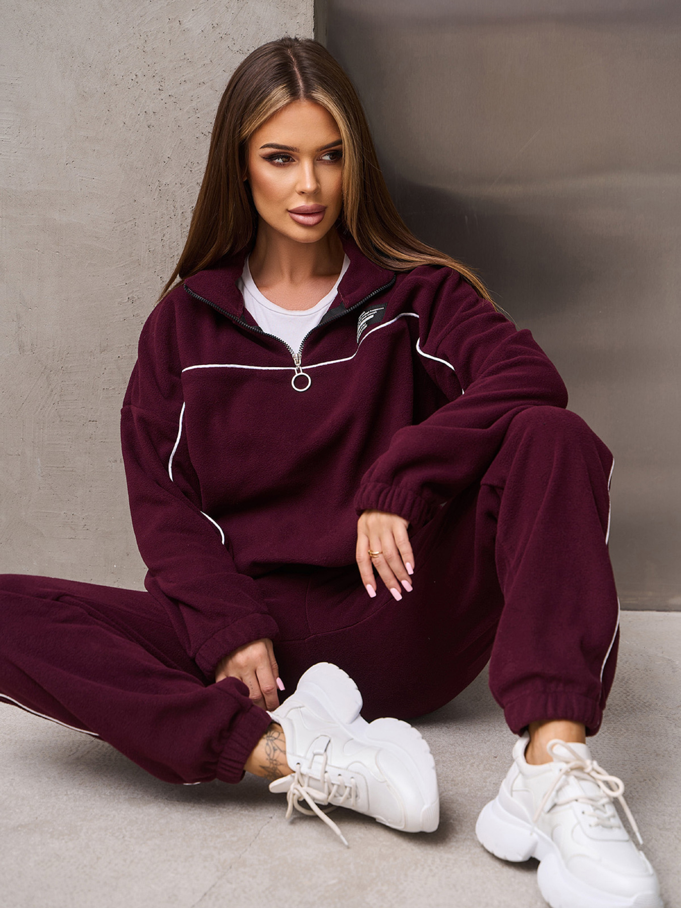 Спортивный костюм ISSA Plus модель SA-668_бордовый Фото