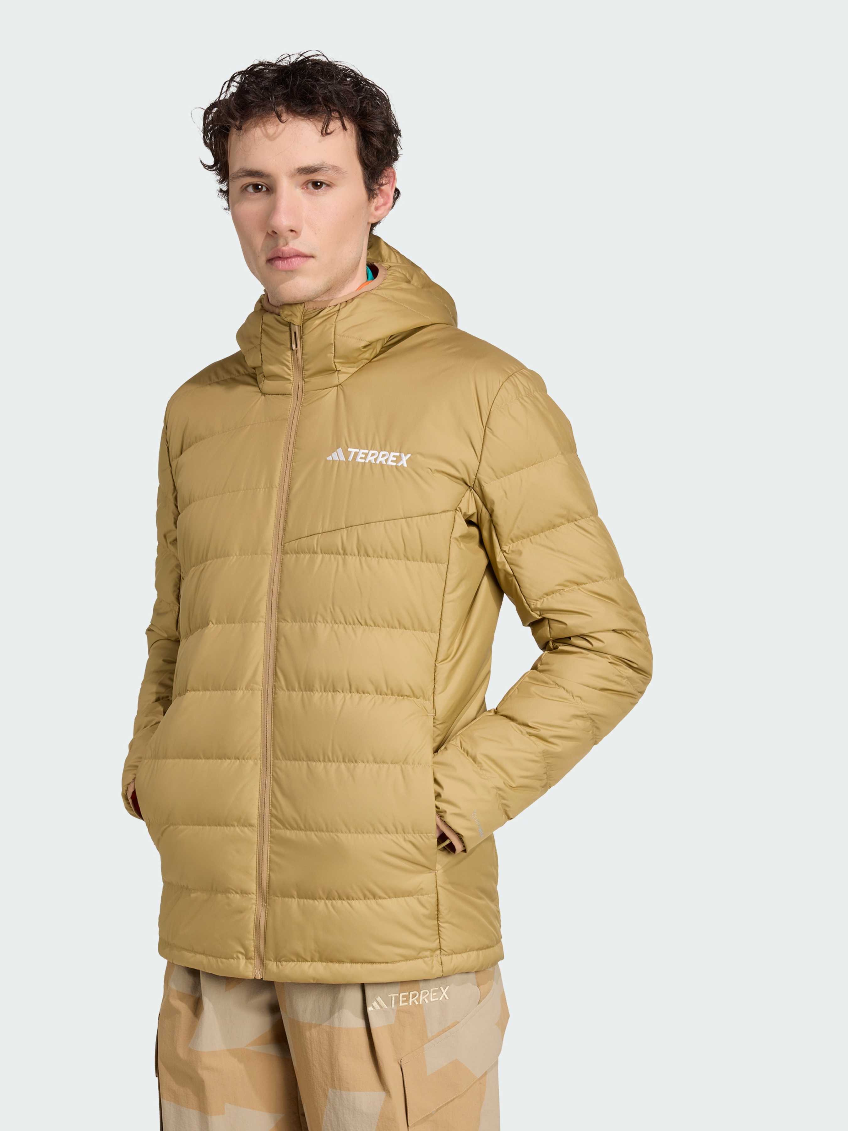 Чоловічий Пуховик adidas  (JZ9971) колір коричневий, матеріал поліестер