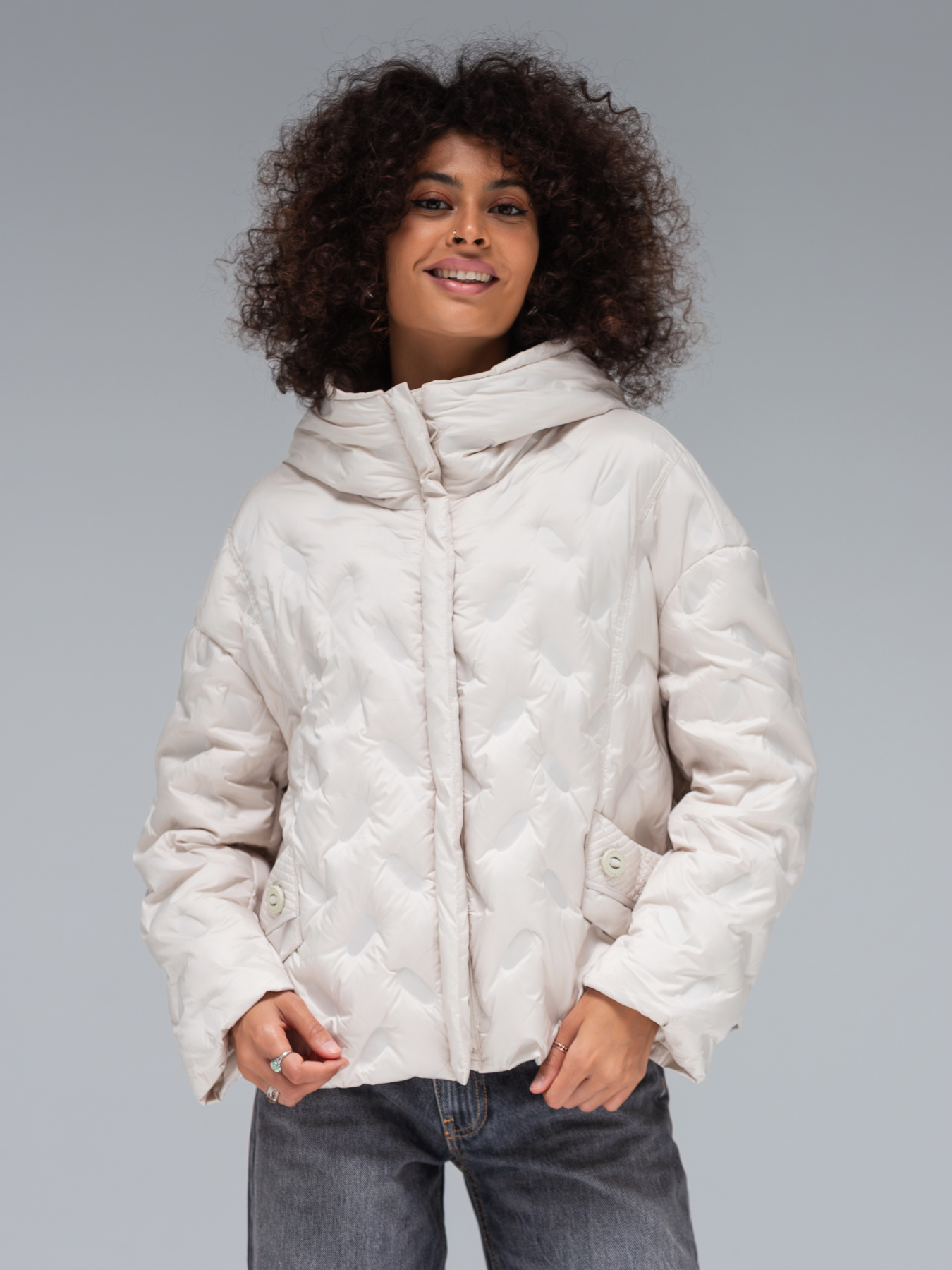 Демисезонная куртка VIVA WEAR модель 6568-milk Фото