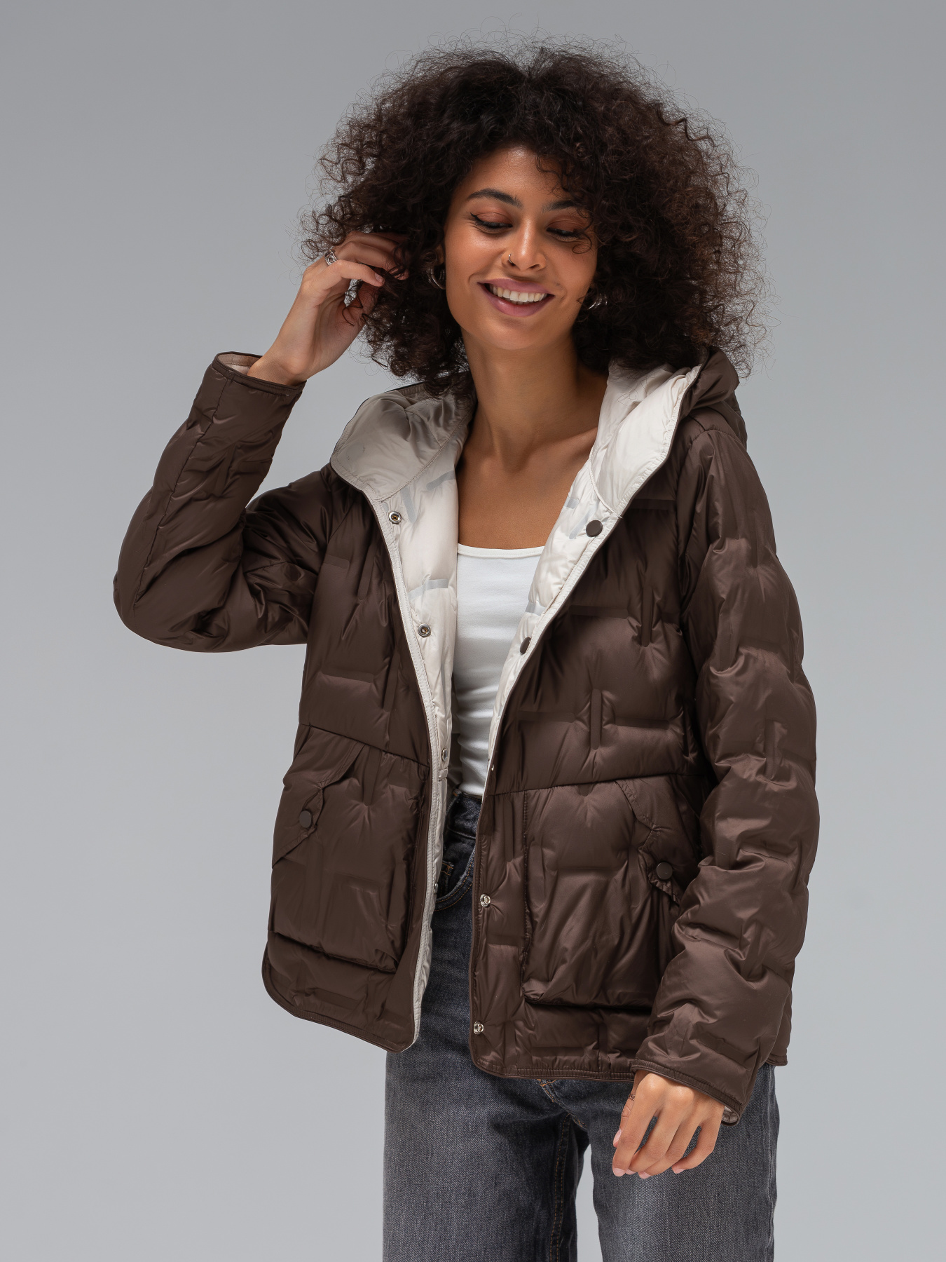 Демисезонная куртка VIVA WEAR модель 6570-milk-brown Фото