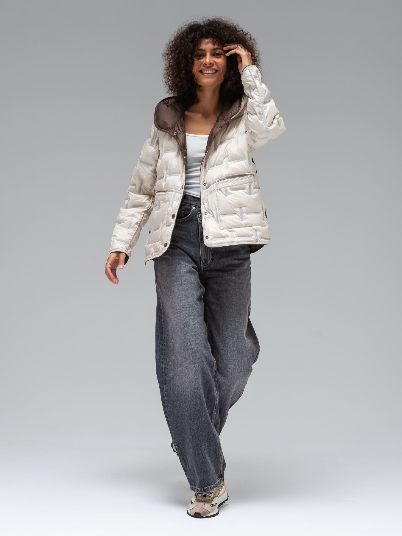 Демисезонная куртка VIVA WEAR модель 6570-milk-brown Фото