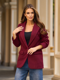 Кардиган ISSA Plus модель 15321_темно_бордовый Фото
