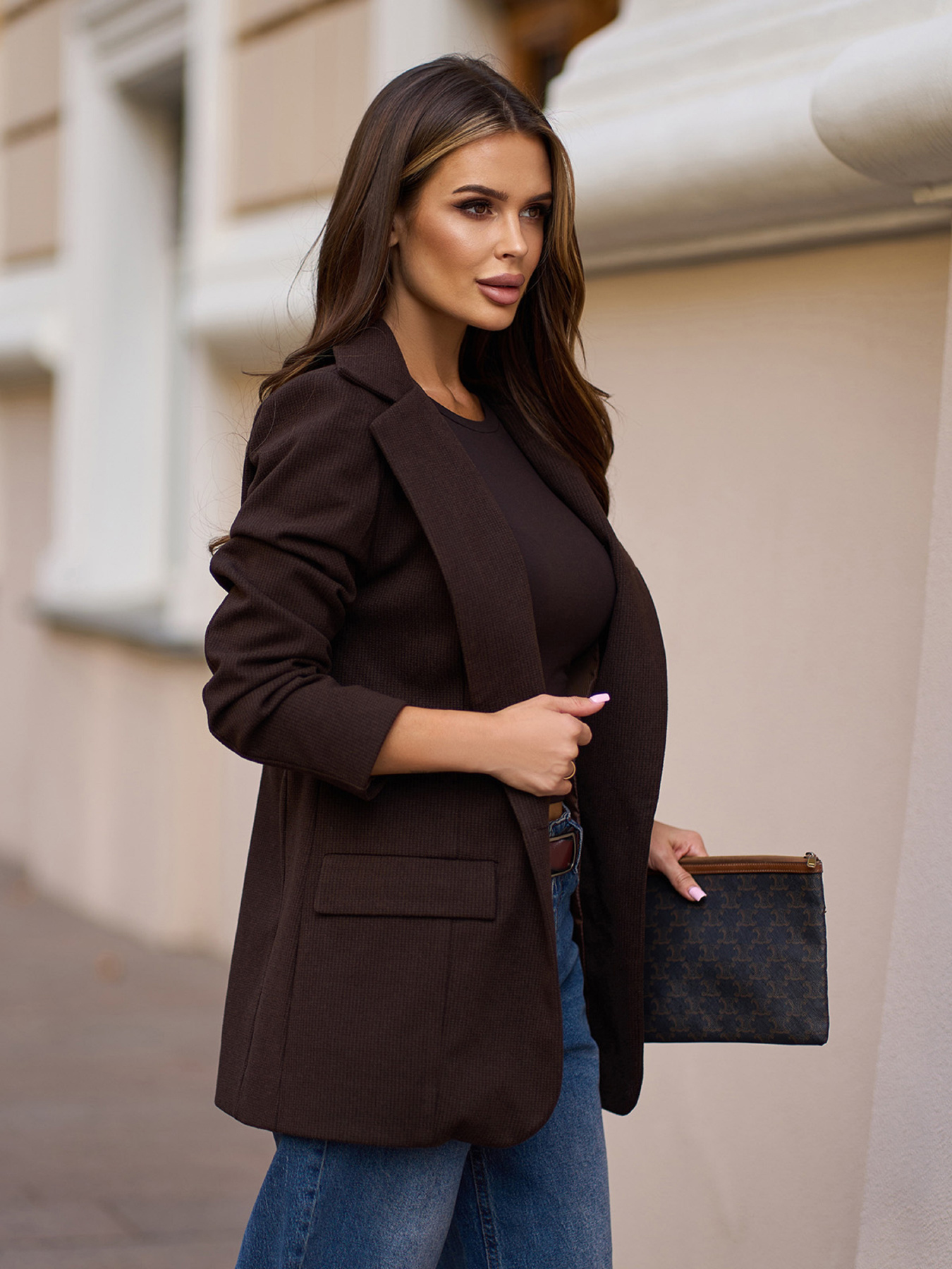 Кардиган ISSA Plus модель 15322_темно_коричневый Фото