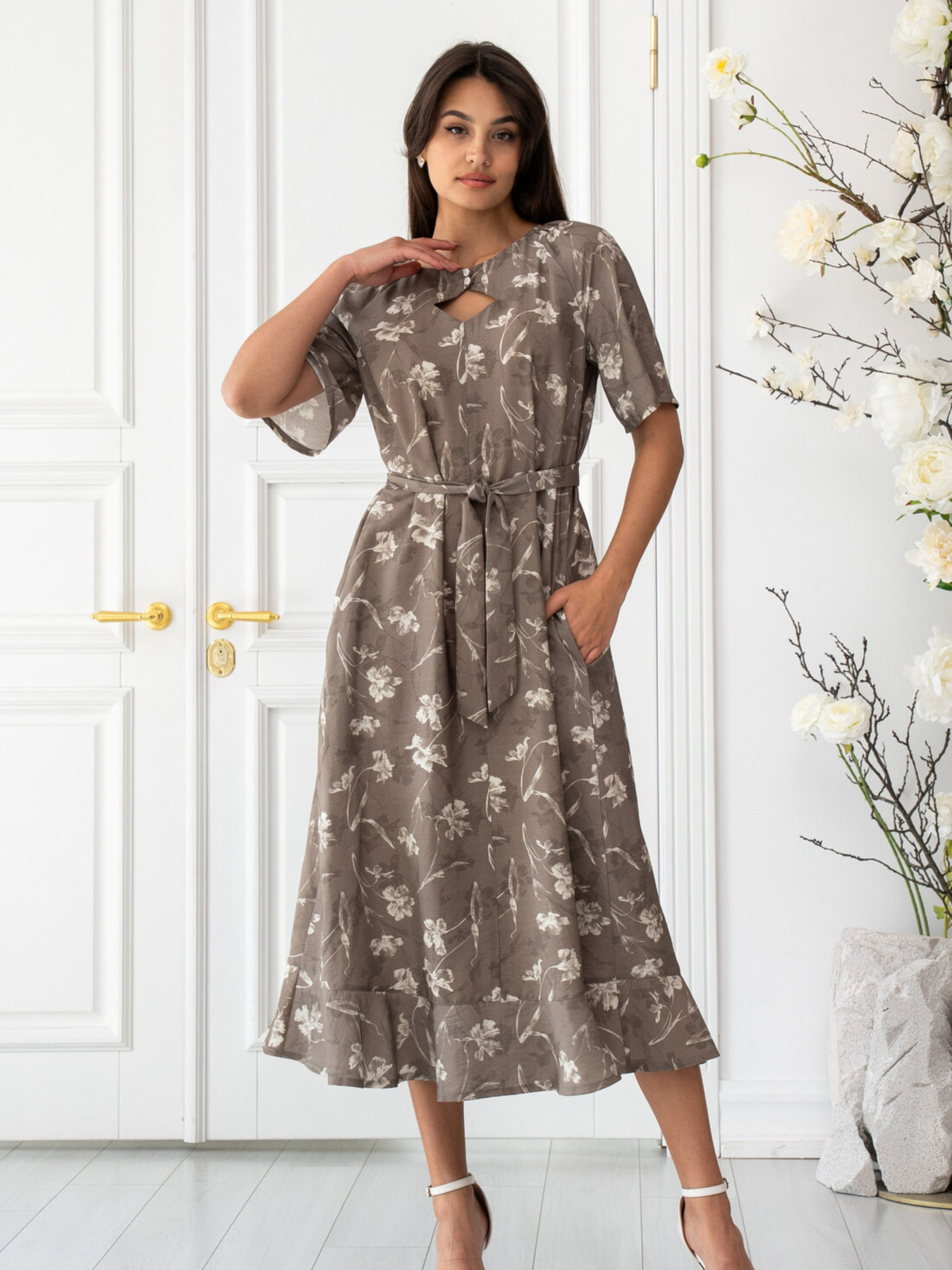 Платье миди RiMari модель 1125-srij-bezh Фото