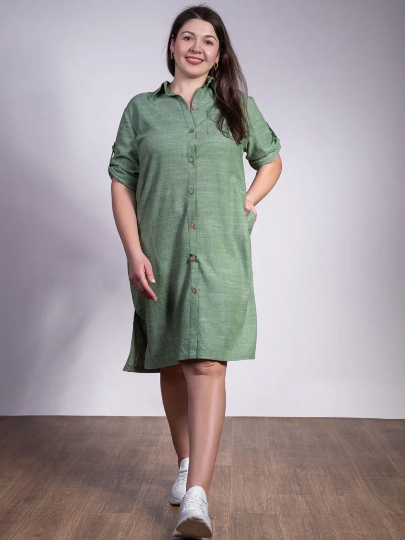 Платье миди Nita модель platxe-n1226-24-oliva Фото