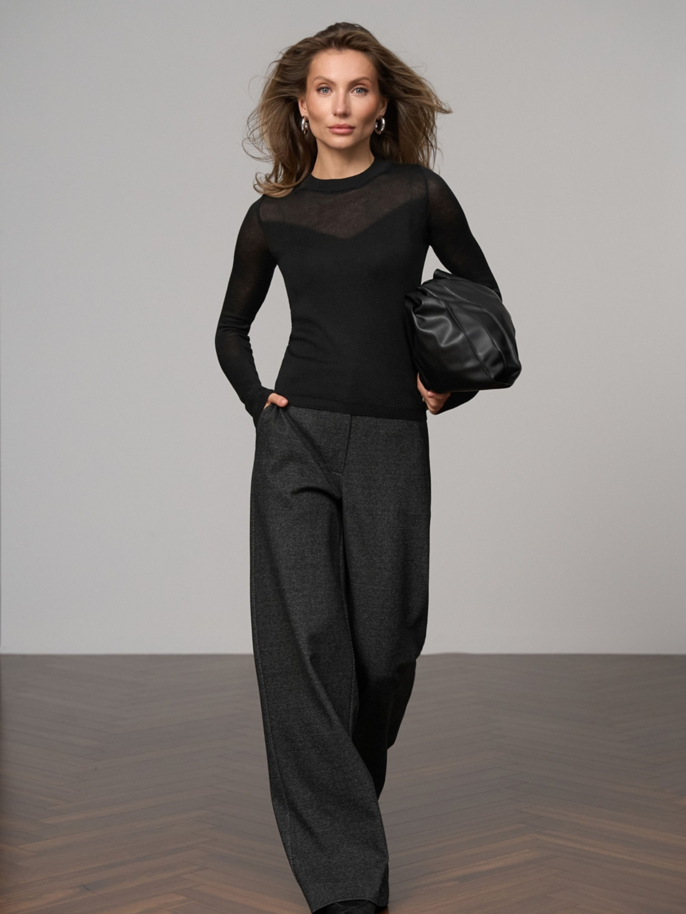 Брюки палаццо TrikoBakh модель 3075-srij-melanzh Фото