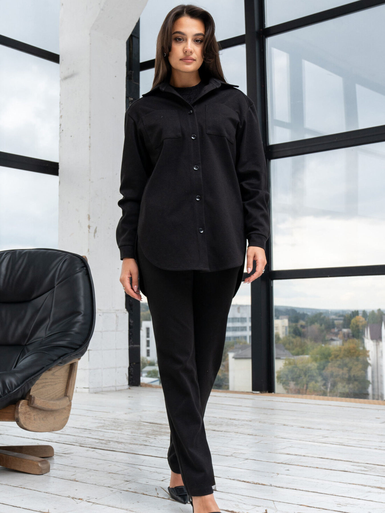 Рубашка повседневная RiMari модель 0323-chornij Фото