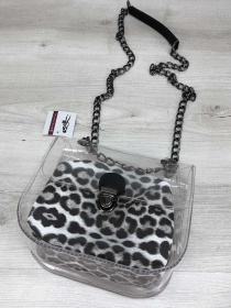 Сумка WeLassie модель sumka-selena-prozorij-kosmetichka-chorno-blij-leopard Фото