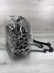 Сумка WeLassie модель sumka-selena-prozorij-kosmetichka-chorno-blij-leopard Фото