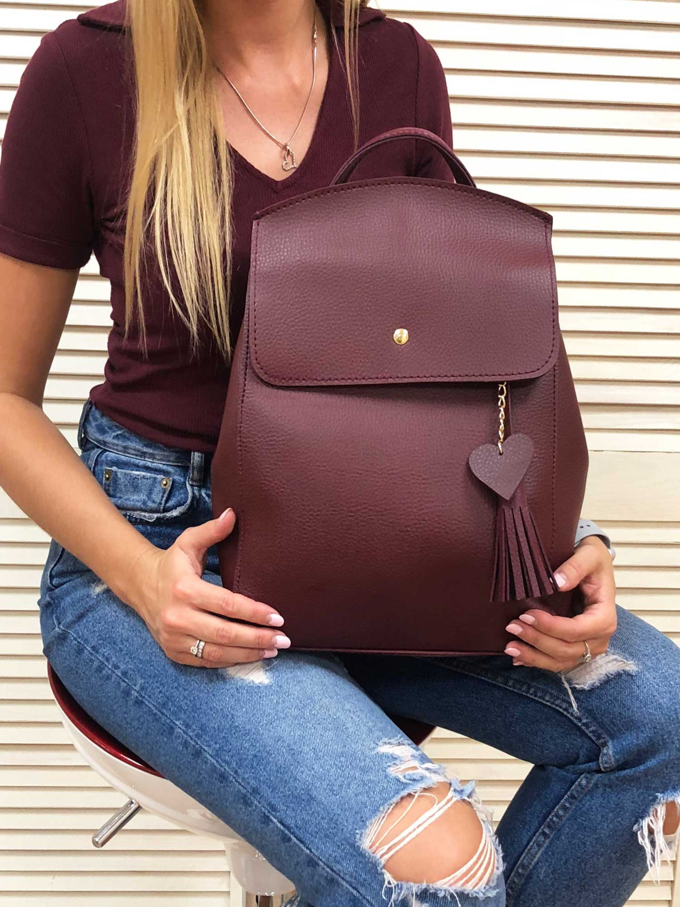 Рюкзак WeLassie модель ryukzak-sumka-serce-bordovj Фото