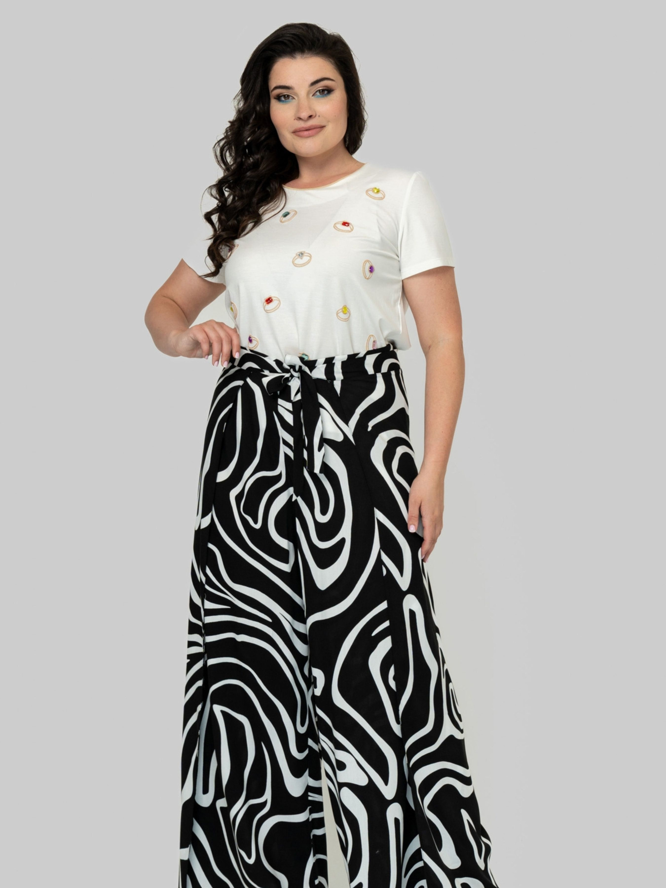 Брюки палаццо All Posa модель ap102499p-chorno-blij Фото