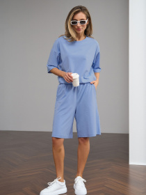 Повсякденний костюм TrikoBakh Комлект (футболка+шорти) модель 3067-blakitnij Фото