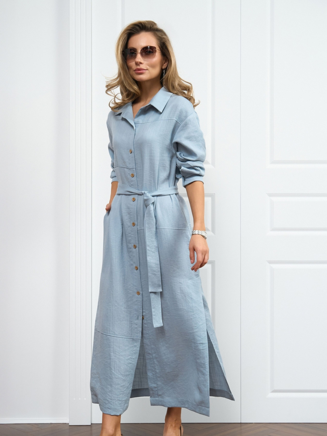 Платье миди TrikoBakh модель 3063-poplxno-blakitnij Фото