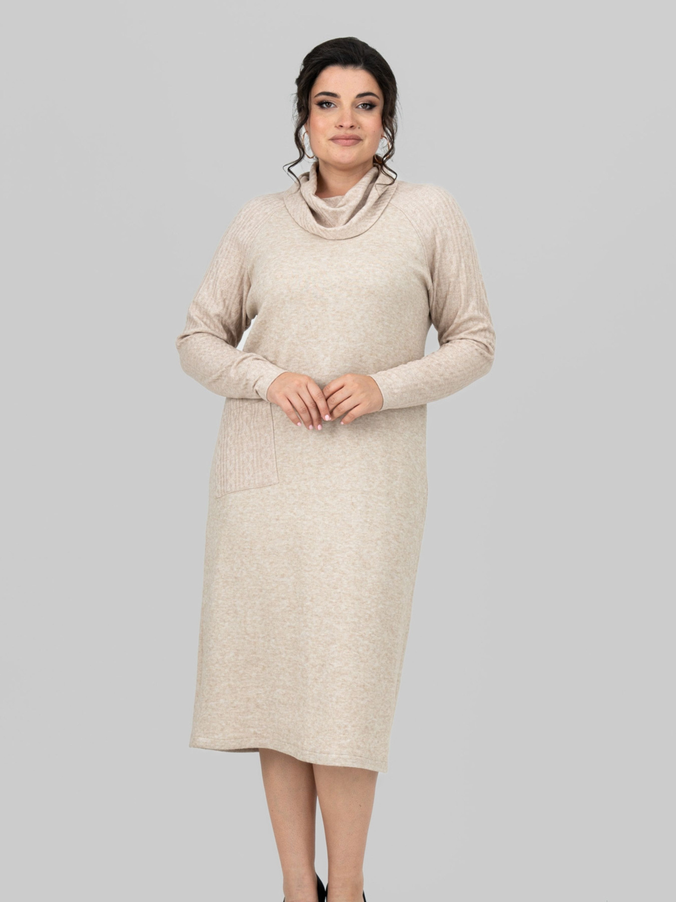 Платье миди All Posa модель ap102201p-bezhevij Фото