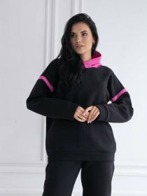Худи RiMari модель 0222-chornij-z-rozhevim Фото