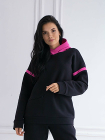 Худи RiMari модель 0222-chornij-z-rozhevim Фото