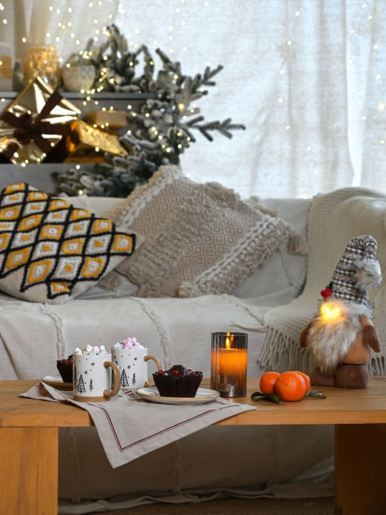 Гном декоративный новогодний MBM MY HOME модель DH-NY-10 KHAKI Фото