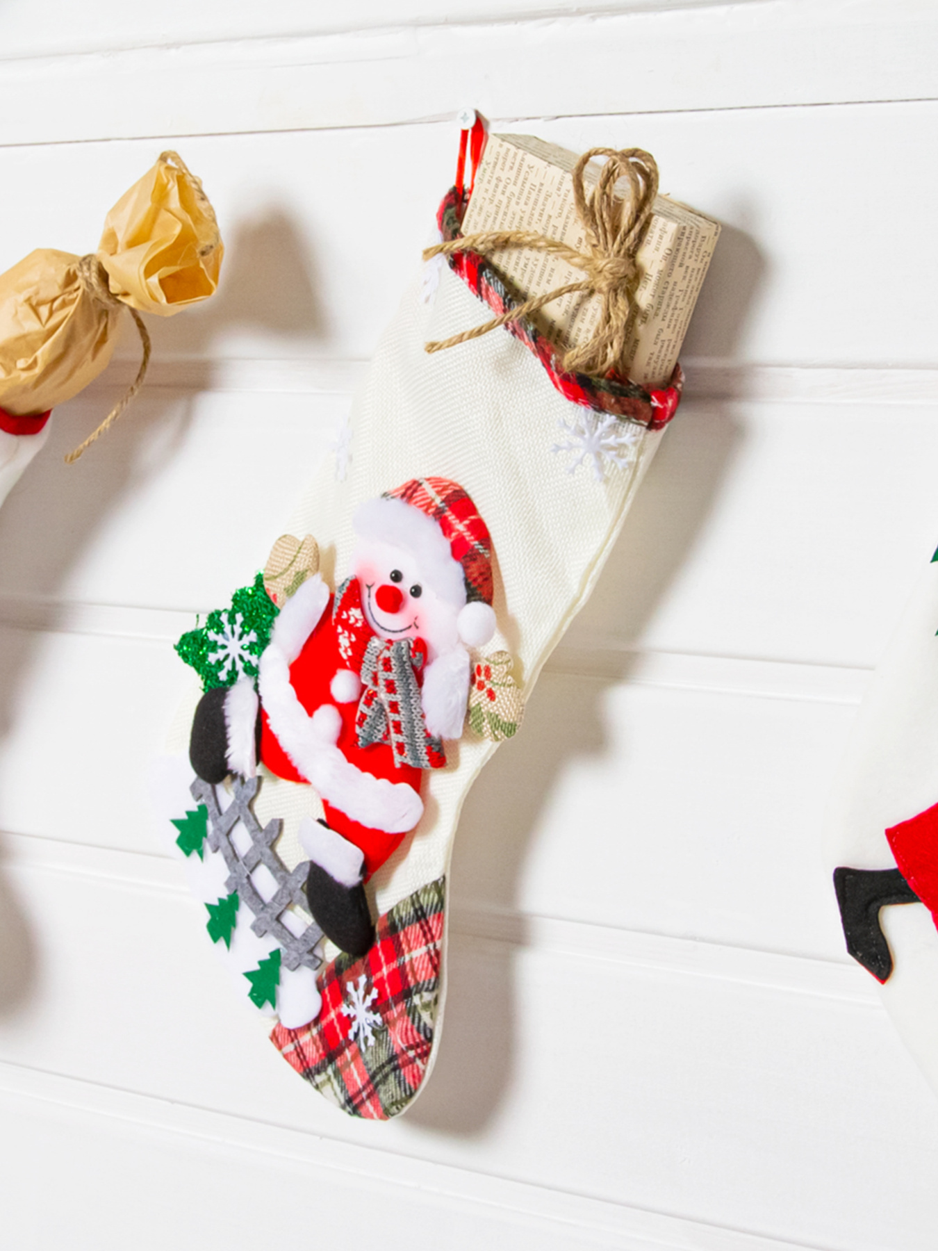 Сапожок для подарков новогодний MBM MY HOME модель DH-NY-13 WHITE Фото