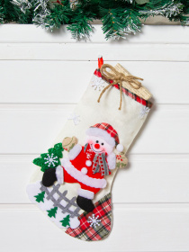 Чобіток для подарунків новорічний MBM HOME модель DH-NY-13 WHITE Фото