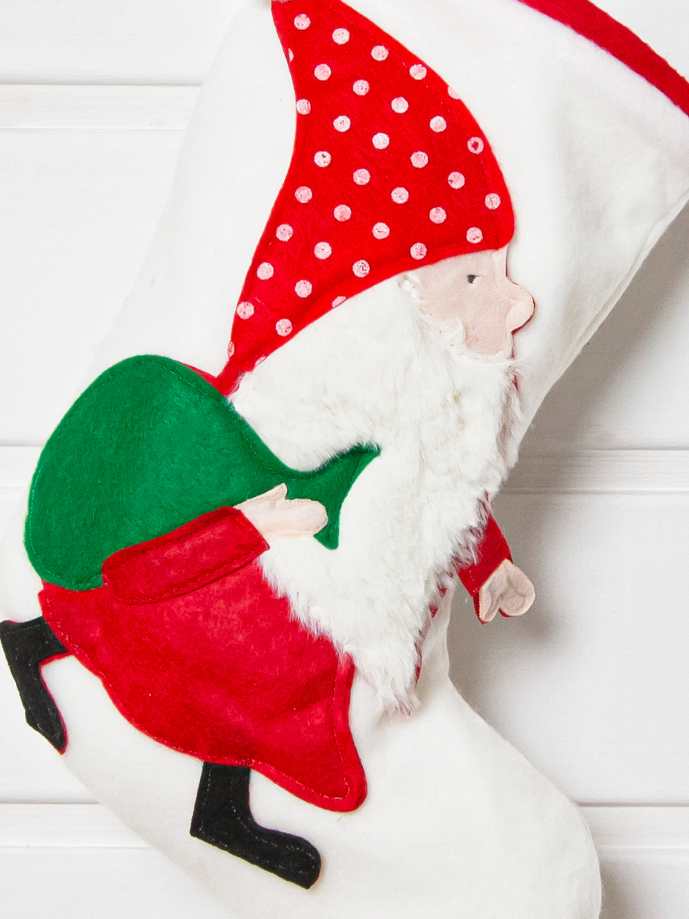 Сапожок для подарков новогодний "Гном с мешком" MBM MY HOME модель DH-NY-19 WHITE Фото