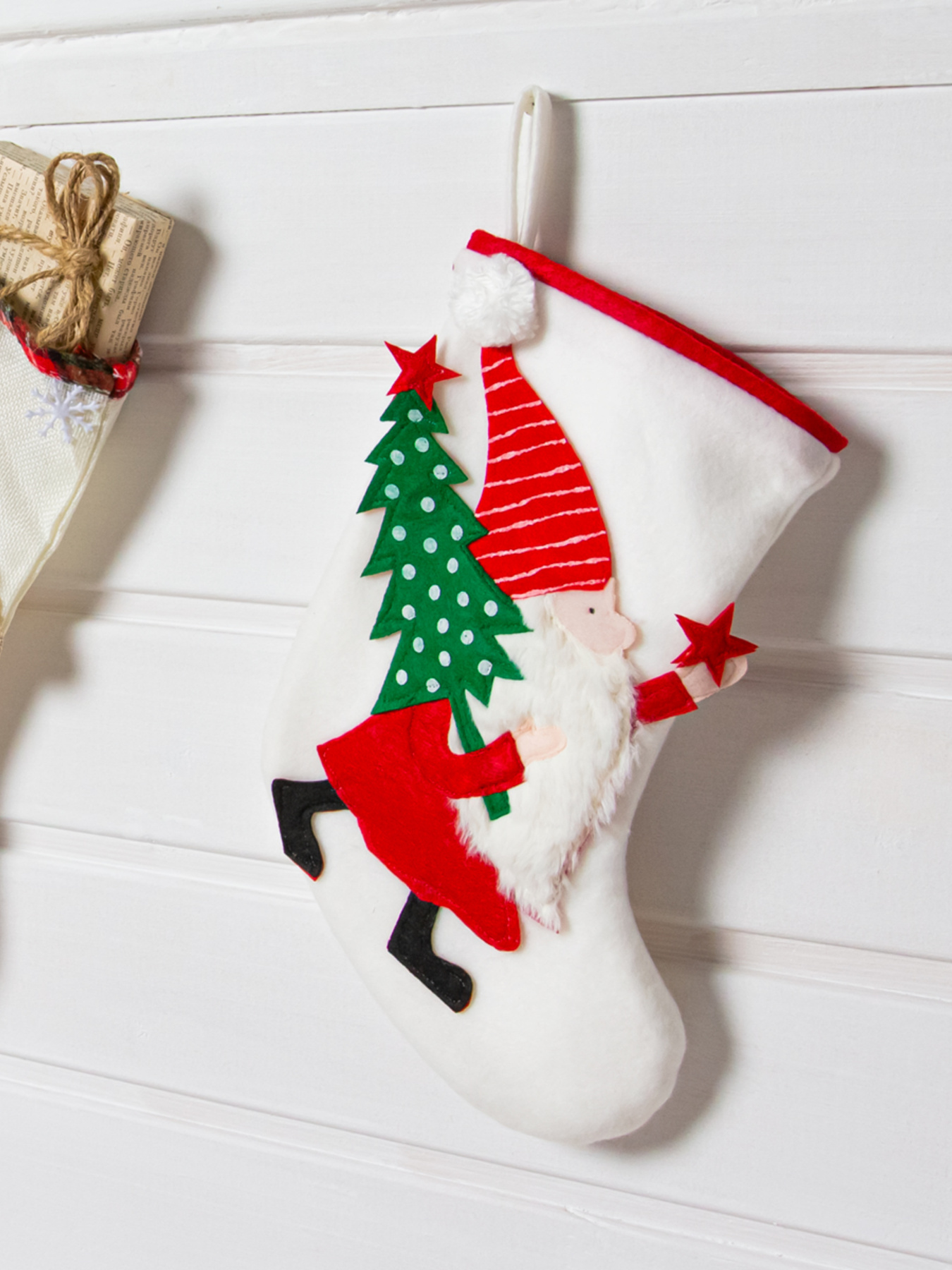 Чобіток для подарунків новорічний "Гном з ялинкою" MBM MY HOME модель DH-NY-20 WHITE Фото