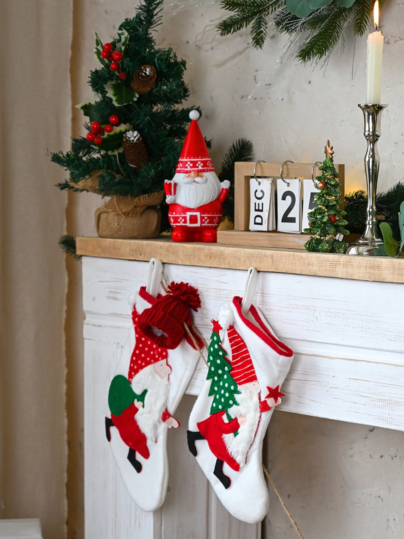 Чобіток для подарунків новорічний "Гном з ялинкою" MBM MY HOME модель DH-NY-20 WHITE Фото