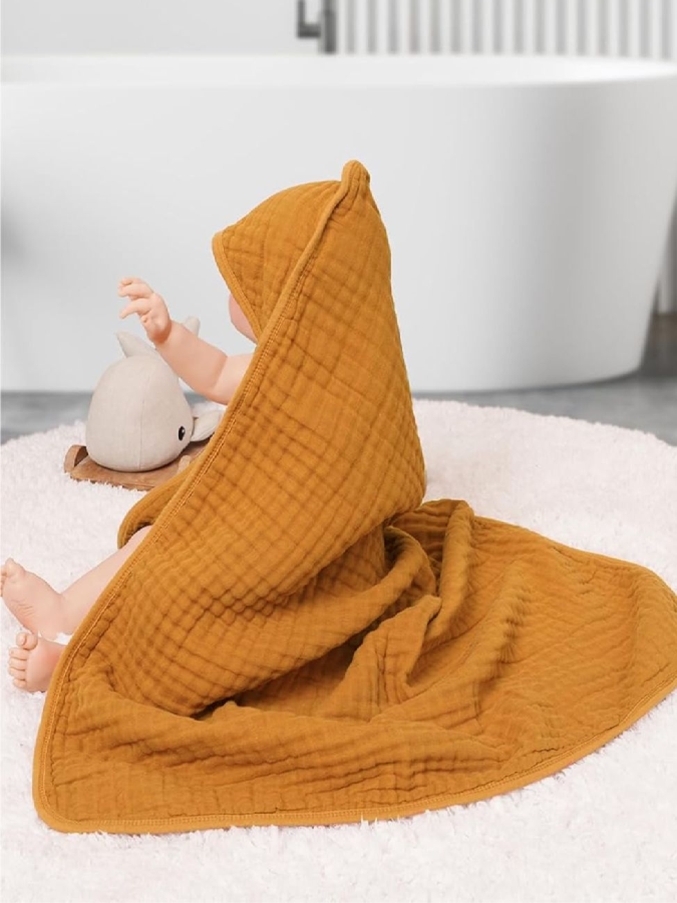 Детское полотенце с капюшоном органический хлопок ( муслин) – 6-слойный, мягкий, дышащий, гипоаллергенный, от 0 до 2 лет Желтый Lovely Svi модель 1901255 Детское полотенце с капюшоном органический хлопок ( муслин) – 6-слойный, мягкий, дышащий, гипоаллергенный, от 0 до 2 лет Желтый Lovely Svi модель 1901255 Фото