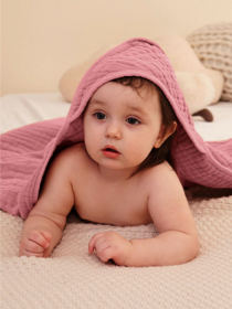 Детское полотенце с капюшоном органический хлопок ( муслин) – 6-слойный, мягкий, дышащий, гипоаллергенный, от 0 до 2 лет Розовый Lovely Svi  модель 2001251 Фото