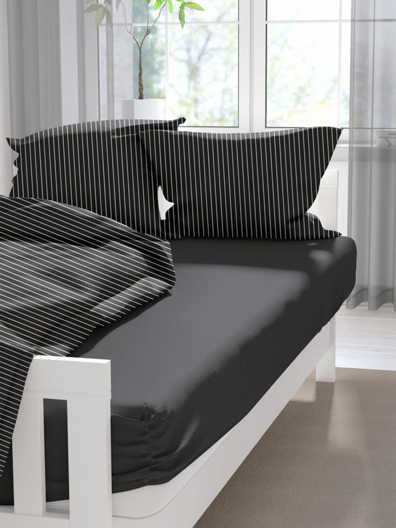 Простынь на резинке  цвет черный LeLit модель ЦБ-00277712 Фото