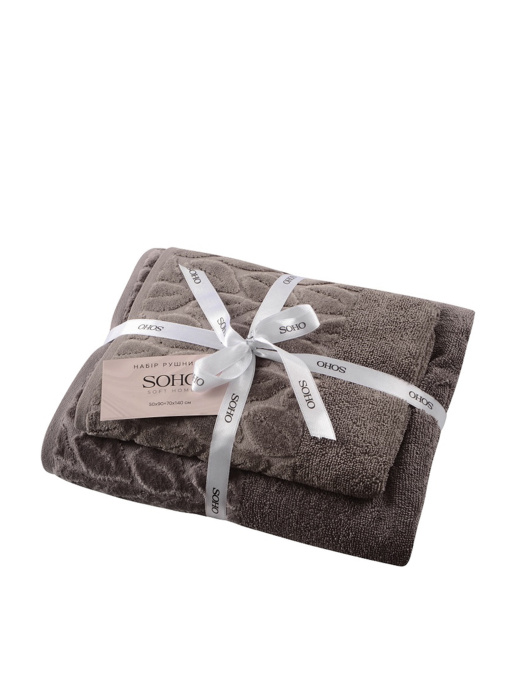 Набір рушників, 100% бавовна Leaves Cappuccino 2 шт.  колір капучино SOHO модель ЦБ-00281551 Фото