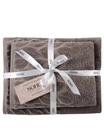 Текстильный банный набор, 100% хлопок Leaves Cappuccino 2 шт.  цвет капучино SOHO модель ЦБ-00281551 Фото