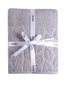 Текстильный банный набор, 100% хлопок Leaves Gray 2 шт. цвет серый SOHO модель ЦБ-00281552 Текстильный банный набор, 100% хлопок Leaves Gray 2 шт. цвет серый SOHO модель ЦБ-00281552 Фото