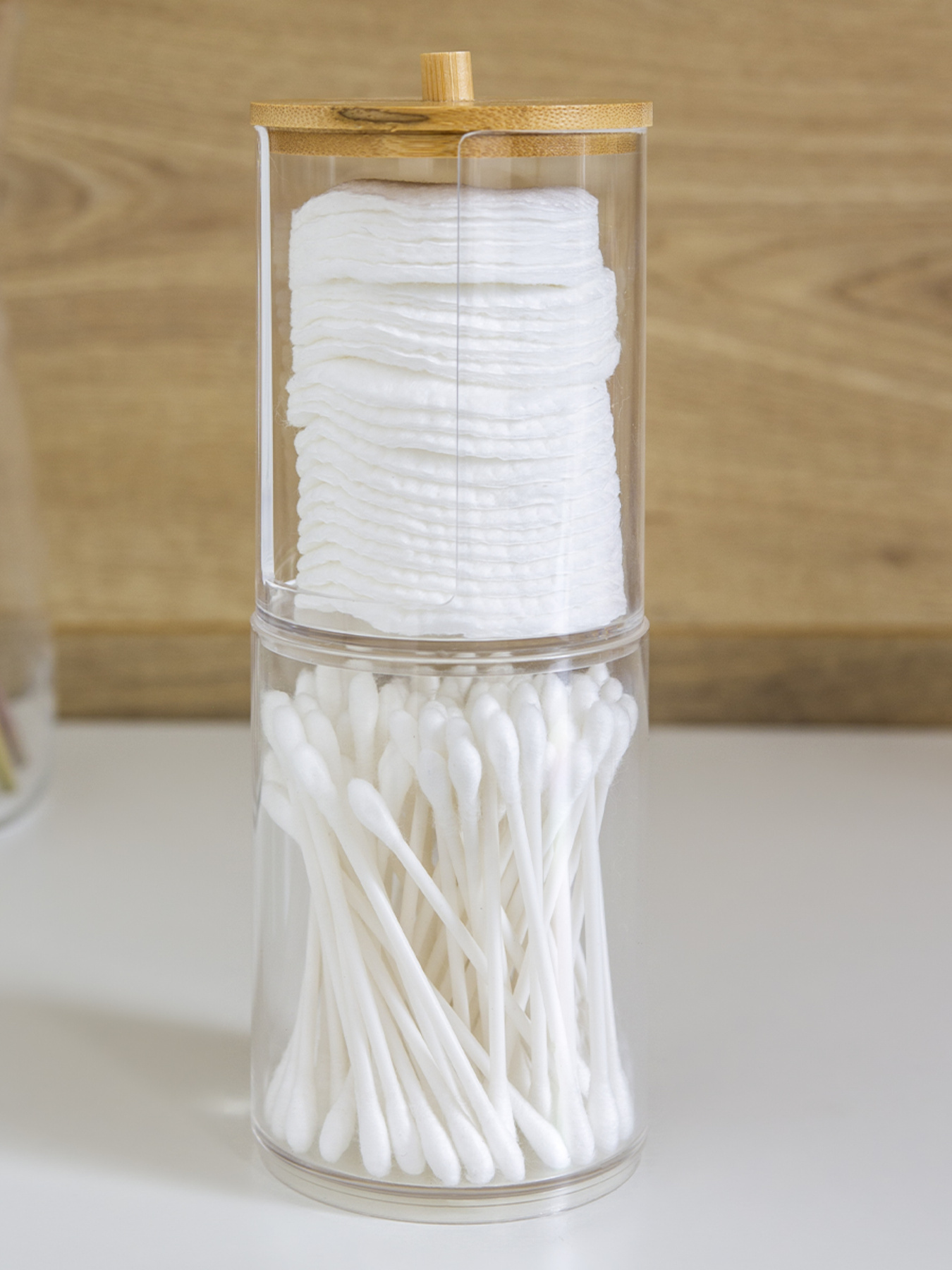 Органайзер двойной для ватных палочек и дисков "Paris" MBM MY HOME модель FH-27 T/WOOD Фото