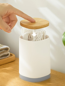 Органайзер для ватных палочек и зубочисток "Scandinavia" MBM MY HOME модель FH-40 WHITE/WOOD Фото