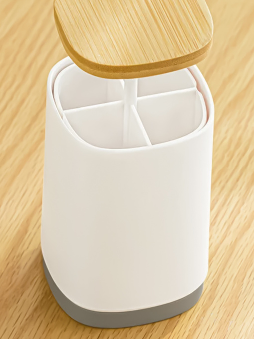 Органайзер для ватных палочек и зубочисток "Scandinavia" MBM HOME модель FH-40 WHITE/WOOD Фото